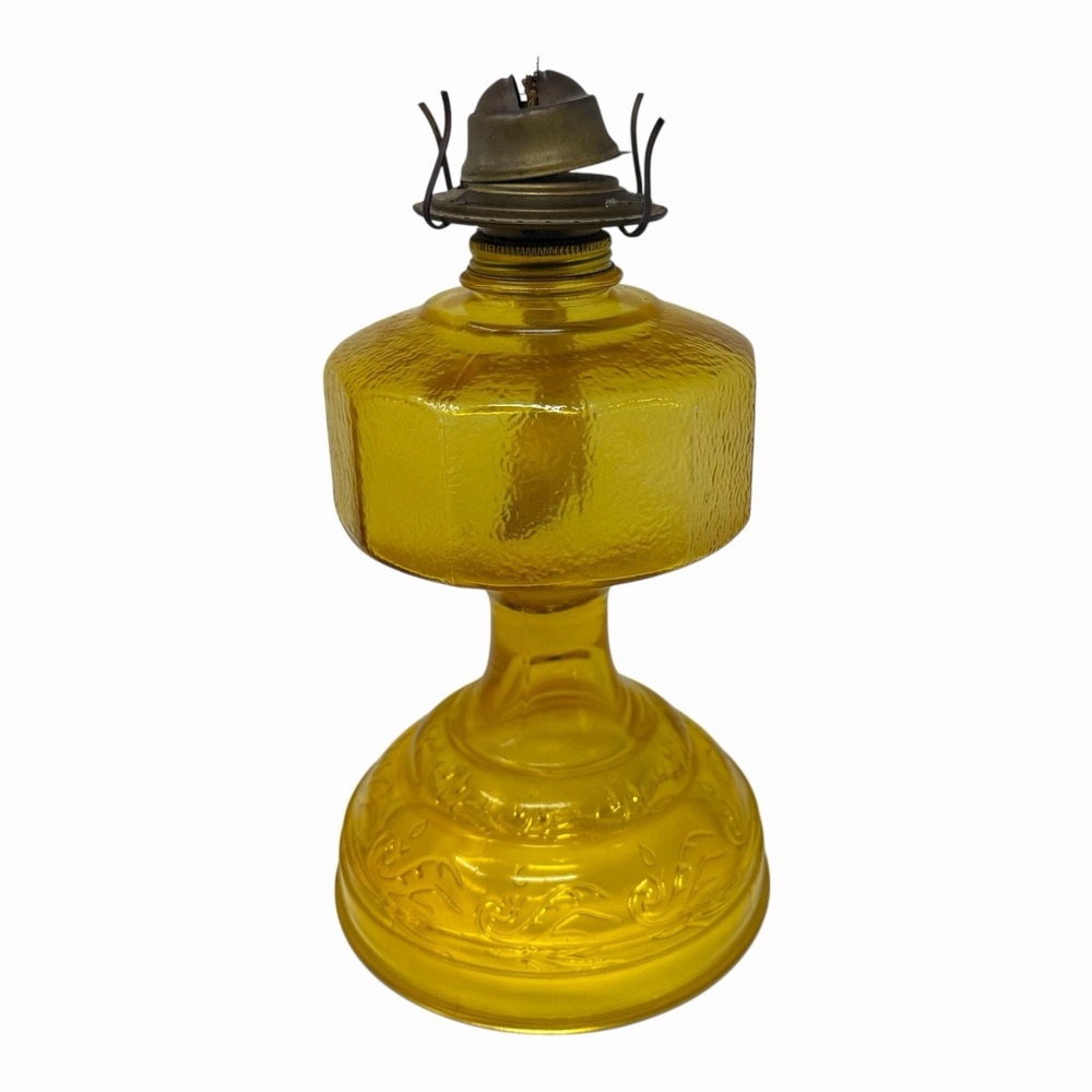 Vintage Amber Glass Oil Lamp P&A Eagle Burner